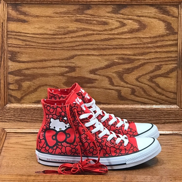 Converse CTAS Hi X Hello Kitty Red Shoes - Picture 3 of 8